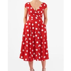 eShatki Red Surplice Swing Dress